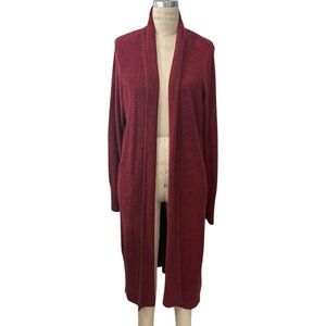 Barefoot Dreams CozyChic Lite Long Cardigan Womens XL Burgundy Red Shawl Collar